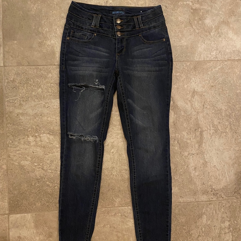 🎉Blue Spice Jeans - Size 1 Juniors, Distressed Medium Wash
